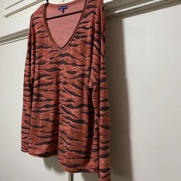 Democracy, rust & brown, animal print tunic w/long sleeves, size XL - Picture 5 of 10